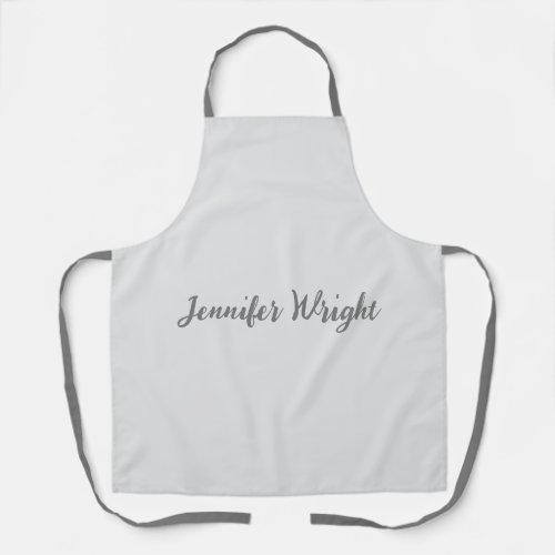 Professional minimalist handwriting grey white apron