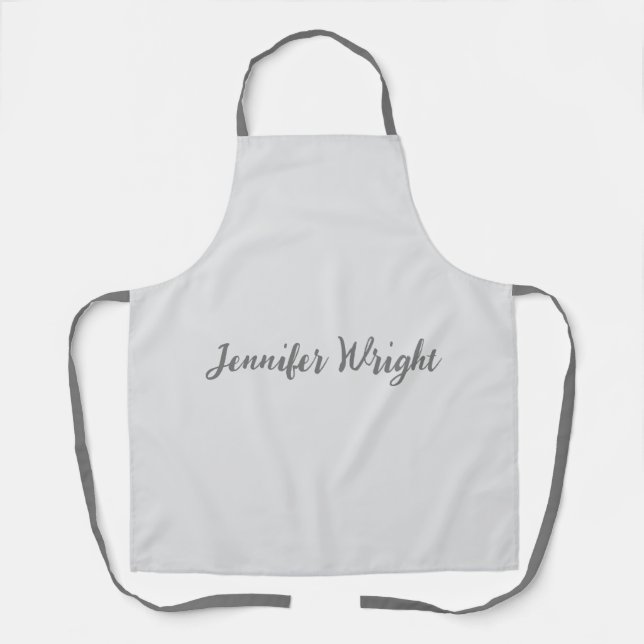 Professional minimalist handwriting grey white apron (Front)