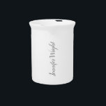 Professional minimalist handwriting grey white beverage pitcher<br><div class="desc">It is a very elegant,  very aesthetic and very simple perfect design. With such simplicity,  you will immediately reflect what a fine personality you have and the sensitivity in your work.</div>