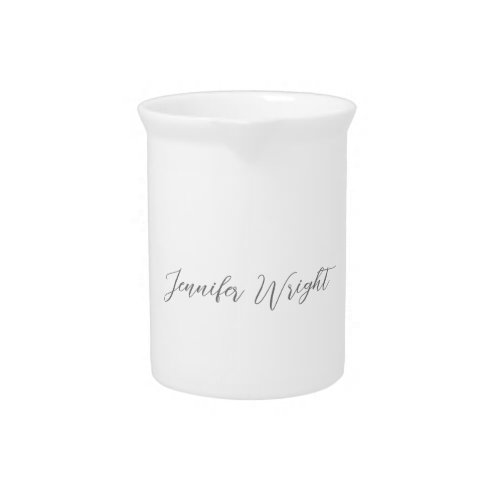Professional minimalist handwriting grey white beverage pitcher