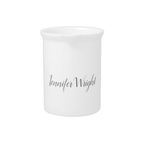 Professional minimalist handwriting grey white beverage pitcher