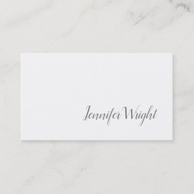 Professional minimalist handwriting grey white business card (Front)
