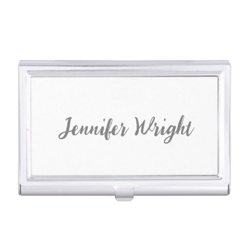 Professional minimalist handwriting grey white business card case