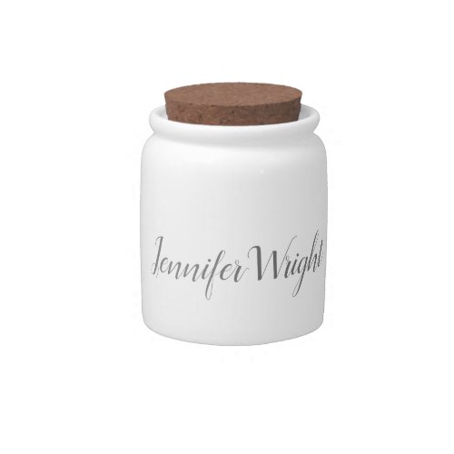 Professional minimalist handwriting grey white candy jar