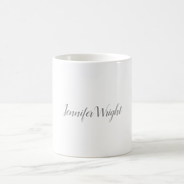 Professional minimalist handwriting grey white coffee mug (Center)