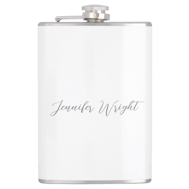 Professional minimalist handwriting grey white flask (Front)