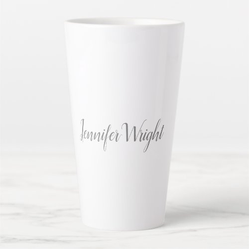 Professional minimalist handwriting grey white latte mug