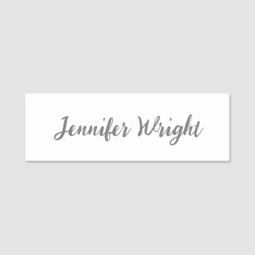 Professional minimalist handwriting grey white name tag