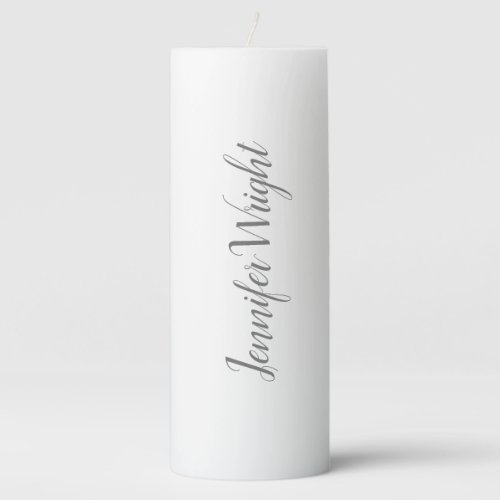 Professional minimalist handwriting grey white pillar candle