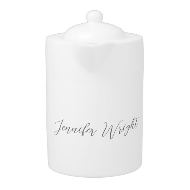 Professional minimalist handwriting grey white teapot (Front)