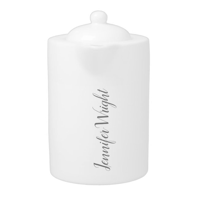 Professional minimalist handwriting grey white teapot (Front)