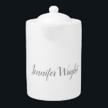 Professional minimalist handwriting grey white teapot<br><div class="desc">It is a very elegant,  very aesthetic and very simple perfect design. With such simplicity,  you will immediately reflect what a fine personality you have and the sensitivity in your work.</div>