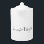 Professional minimalist handwriting grey white teapot<br><div class="desc">It is a very elegant,  very aesthetic and very simple perfect design. With such simplicity,  you will immediately reflect what a fine personality you have and the sensitivity in your work.</div>