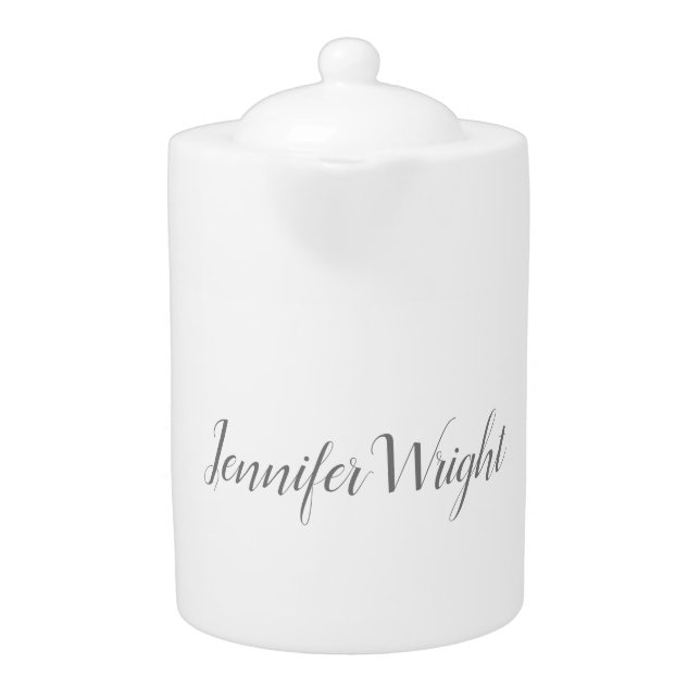 Professional minimalist handwriting grey white teapot (Front)