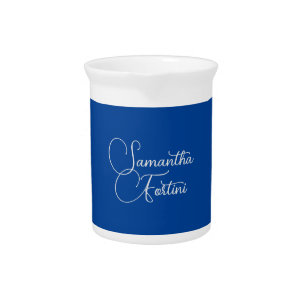 Professional minimalist handwriting name blue beverage pitcher