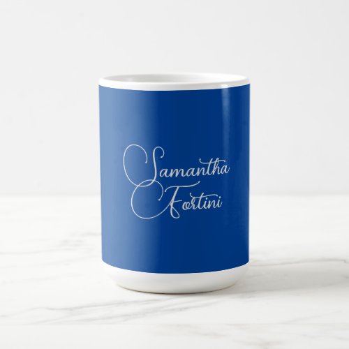 Professional minimalist handwriting name blue coffee mug