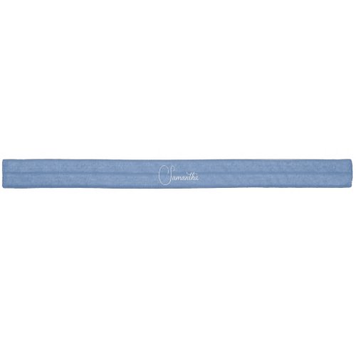 Professional minimalist handwriting name blue elastic hair tie