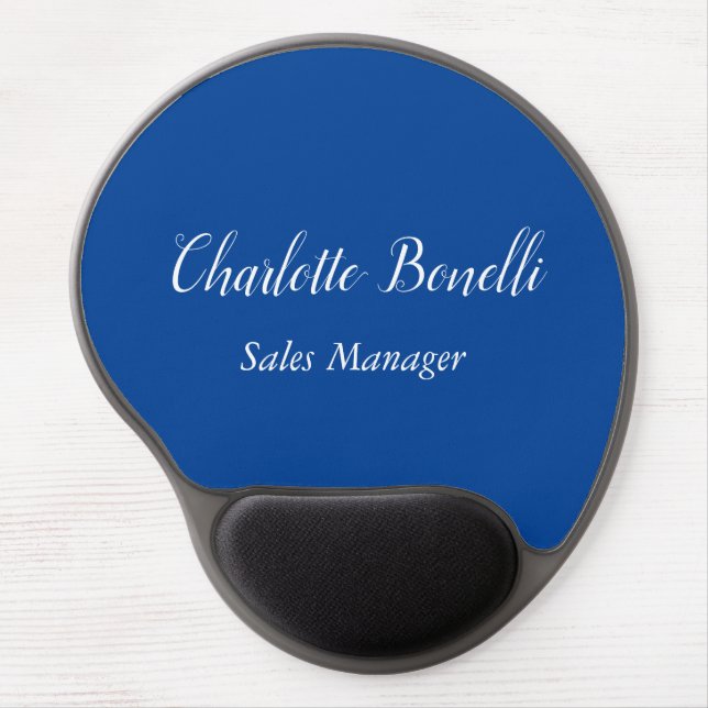 Professional Minimalist Handwriting Name Blue Gel Mouse Pad (Front)