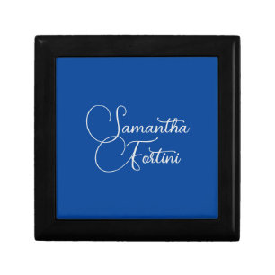 Professional minimalist handwriting name blue gift box