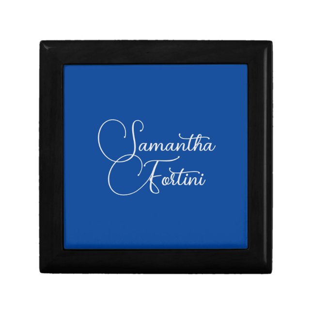 Professional minimalist handwriting name blue gift box (Front)