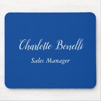 Professional Minimalist Handwriting Name Blue Mouse Pad