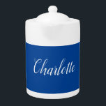 Professional Minimalist Handwriting Name Blue Teapot<br><div class="desc">You Can Easily Change the Fonts,  Background Image and Color,  Letter Characters.</div>