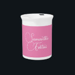 Professional minimalist handwriting name pink beverage pitcher<br><div class="desc">Plain Minimalist Modern Designs. They're all simple,  attractive,  unique.</div>