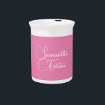 Professional minimalist handwriting name pink beverage pitcher<br><div class="desc">Plain Minimalist Modern Designs. They're all simple,  attractive,  unique.</div>