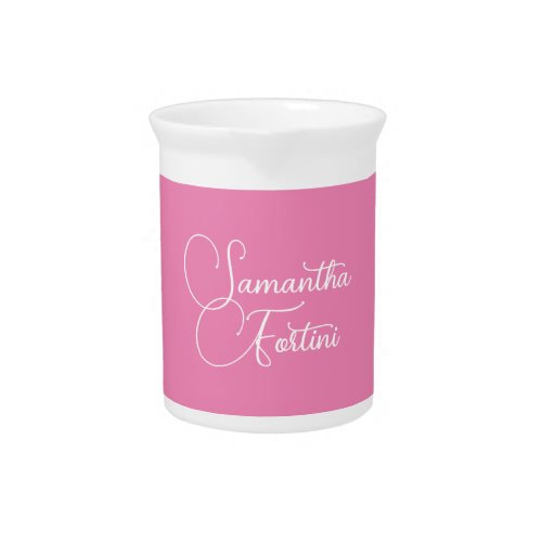 Professional minimalist handwriting name pink beverage pitcher