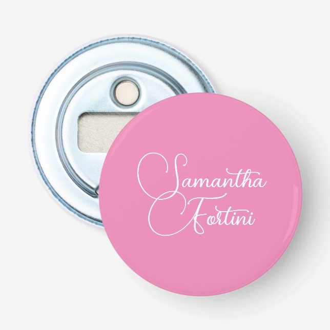 Professional minimalist handwriting name pink bottle opener (Front)