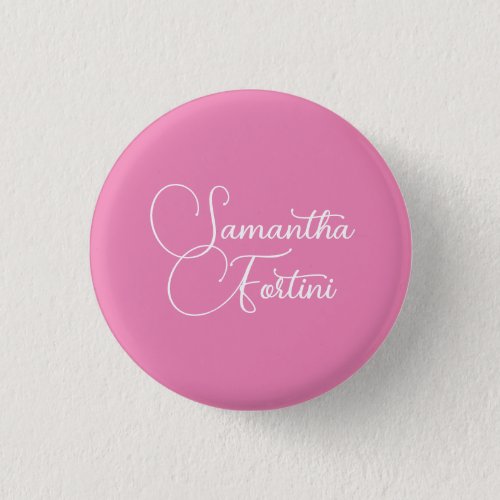 Professional minimalist handwriting name pink button