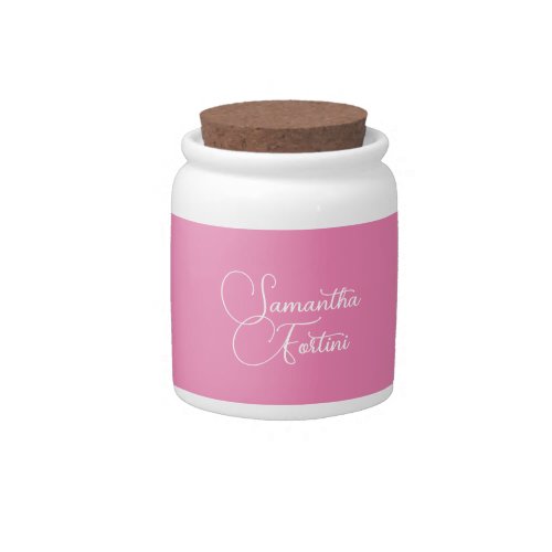 Professional minimalist handwriting name pink candy jar
