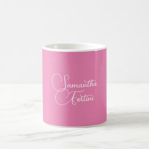 Professional minimalist handwriting name pink coffee mug
