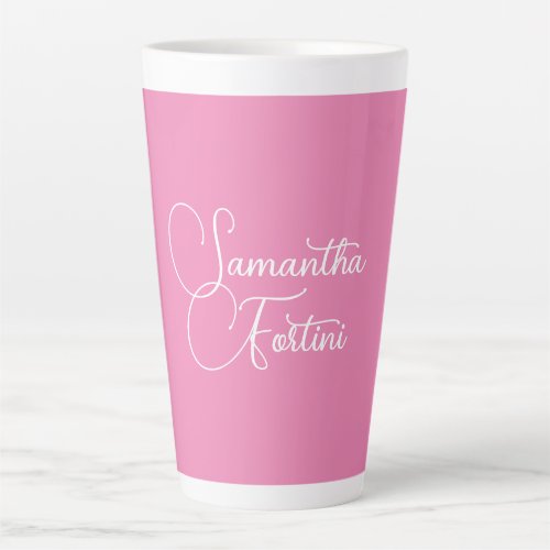 Professional minimalist handwriting name pink latte mug