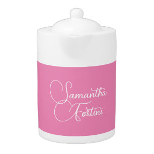 Professional minimalist handwriting name pink teapot