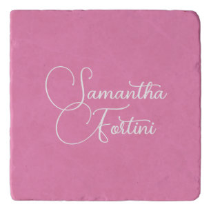 Professional minimalist handwriting name pink trivet