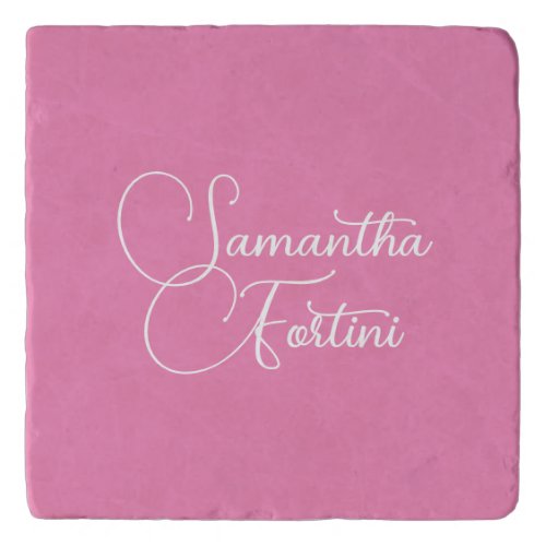 Professional minimalist handwriting name pink trivet