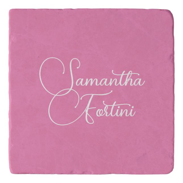 Professional minimalist handwriting name pink trivet (Front)