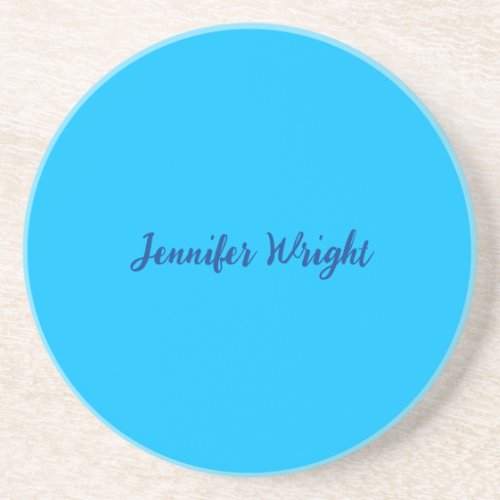 Professional minimalist handwriting sky blue coaster