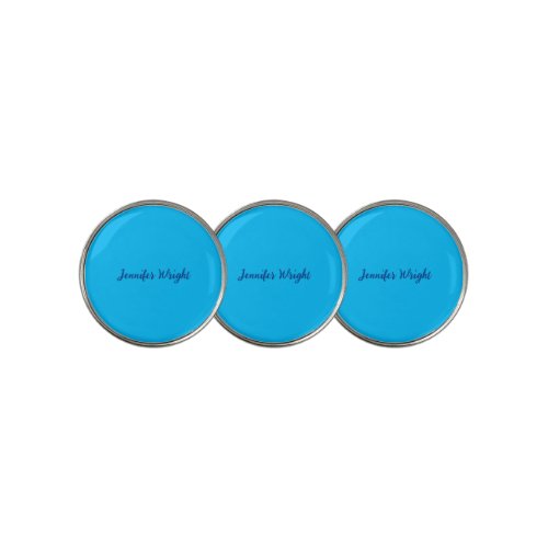 Professional minimalist handwriting sky blue golf ball marker