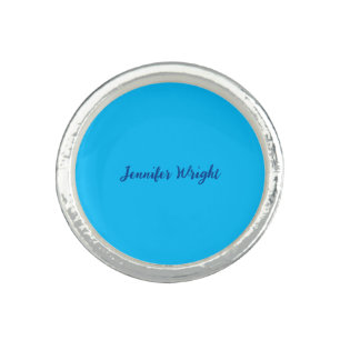 Professional minimalist handwriting sky blue ring