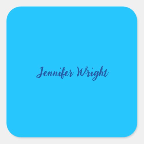 Professional minimalist handwriting sky blue square sticker