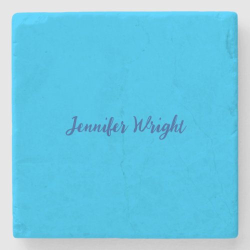 Professional minimalist handwriting sky blue stone coaster