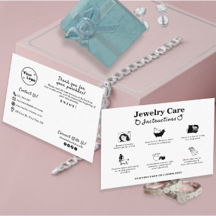 Professional Minimalist Jewelry Care Instructions Enclosure Card