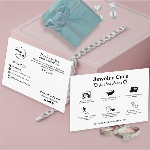 Professional Minimalist Jewelry Care Instructions Enclosure Card