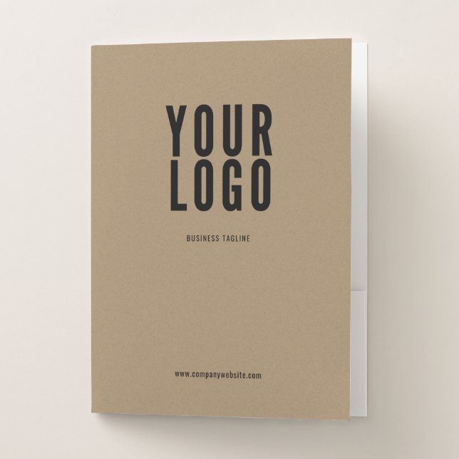 Professional Minimalist Kraft Paper Business Logo Pocket Folder (Front)