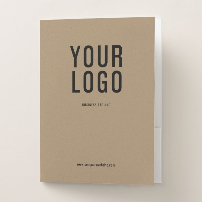 Professional Minimalist Kraft Paper Business Logo Pocket Folder (Front)
