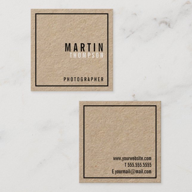 Professional Minimalist Kraft Paper Square Business Card (Front/Back)