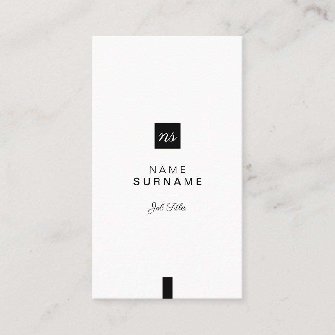 Professional Minimalist Layout Clean B&W Vertical Business Card | Zazzle