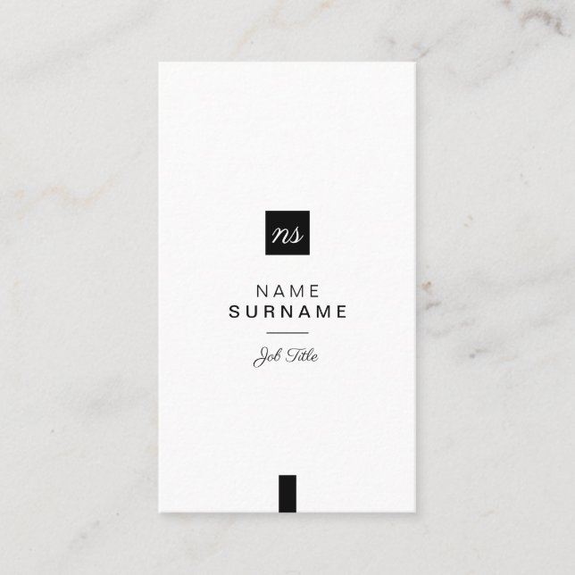 Professional Minimalist Layout Clean B&W Vertical Business Card (Front)